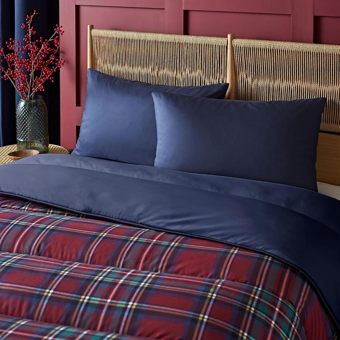 Night Lark Juego de Funda Nórdica y Funda de Almohada, 10,5 tog, Individual, Tartán Rojo Clásico, Ropa de Cama de Lujo, Hipoalergénico, Edredones y Edredones Lavables a Máquina Naty Shop