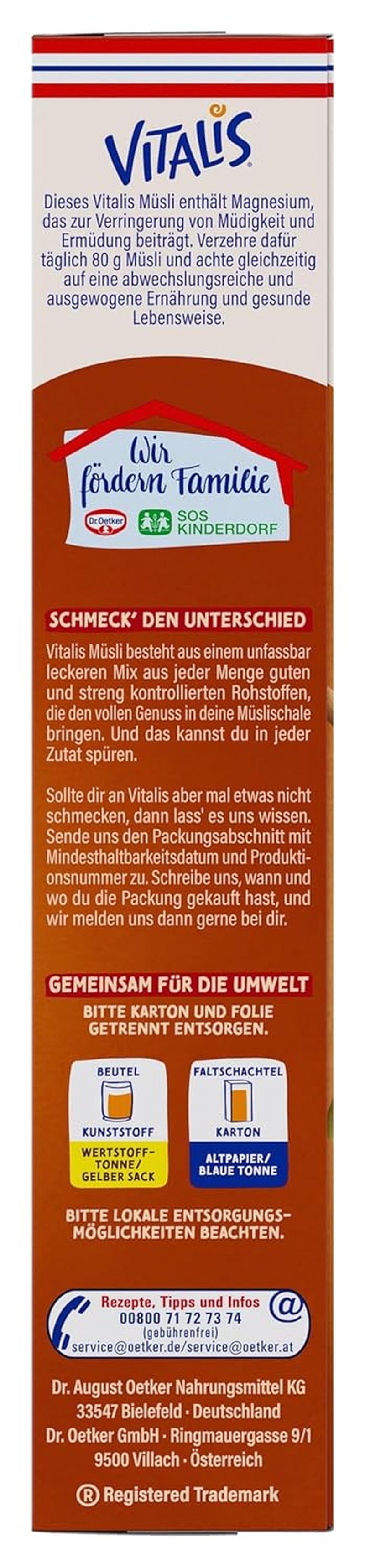Dr. Oetker Vitalis Muesli tostado con arándanos y semillas de calabaza: Muesli tostado con arándanos secos, paquete de 8 (8 x 501 g)