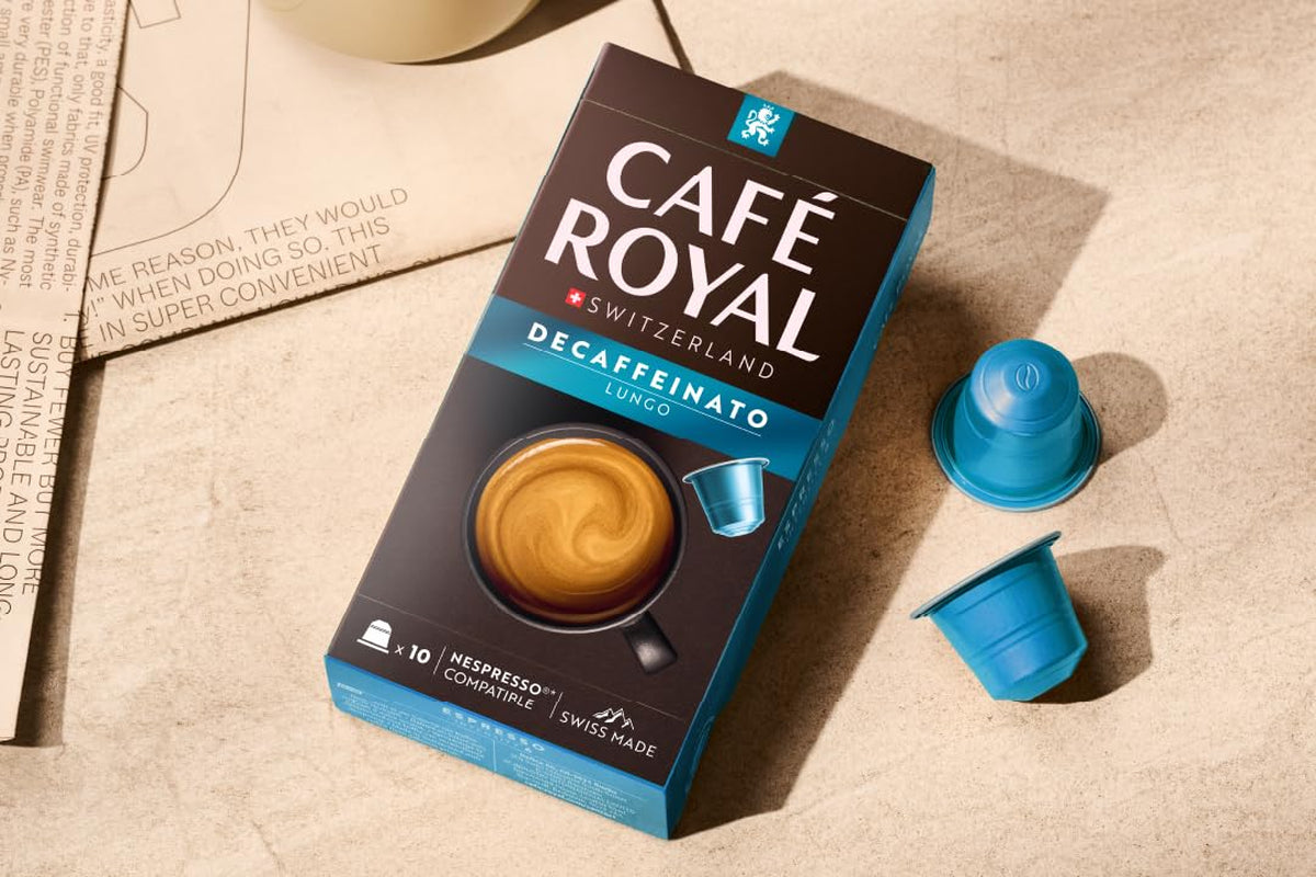 Café Royal Lungo Decaffeinato – Cápsulas de café compatibles con Nespresso®, 100 % Arábica, Intensität 5/12, Rainforest Alliance, descafeinado, 100 cápsulas