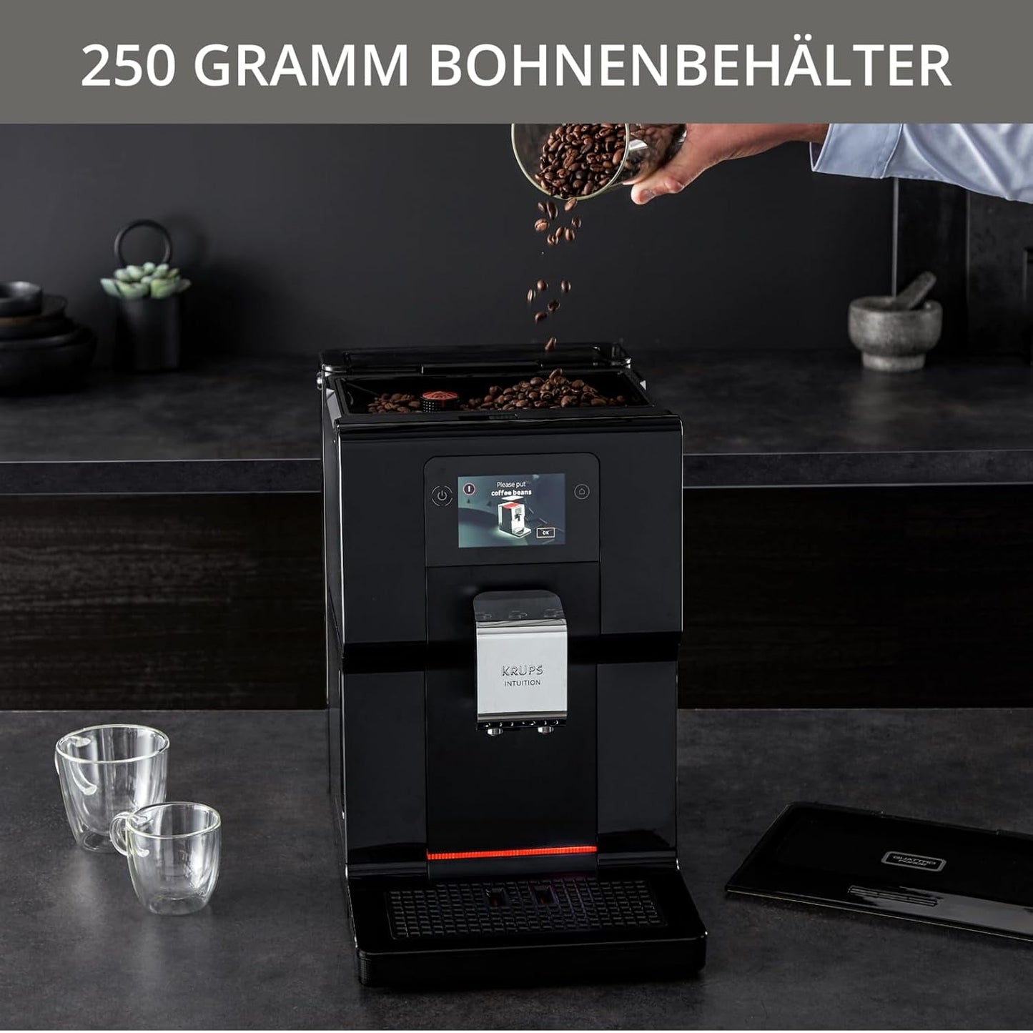 Krups Intuition Preference cafetera espresso totalmente automática con funcionamiento similar a un teléfono inteligente, pantalla táctil a color de 3,5", tecnología Smart Slide, sistema de iluminación intuitivo, 11 bebidas, recipiente para leche, EA873810