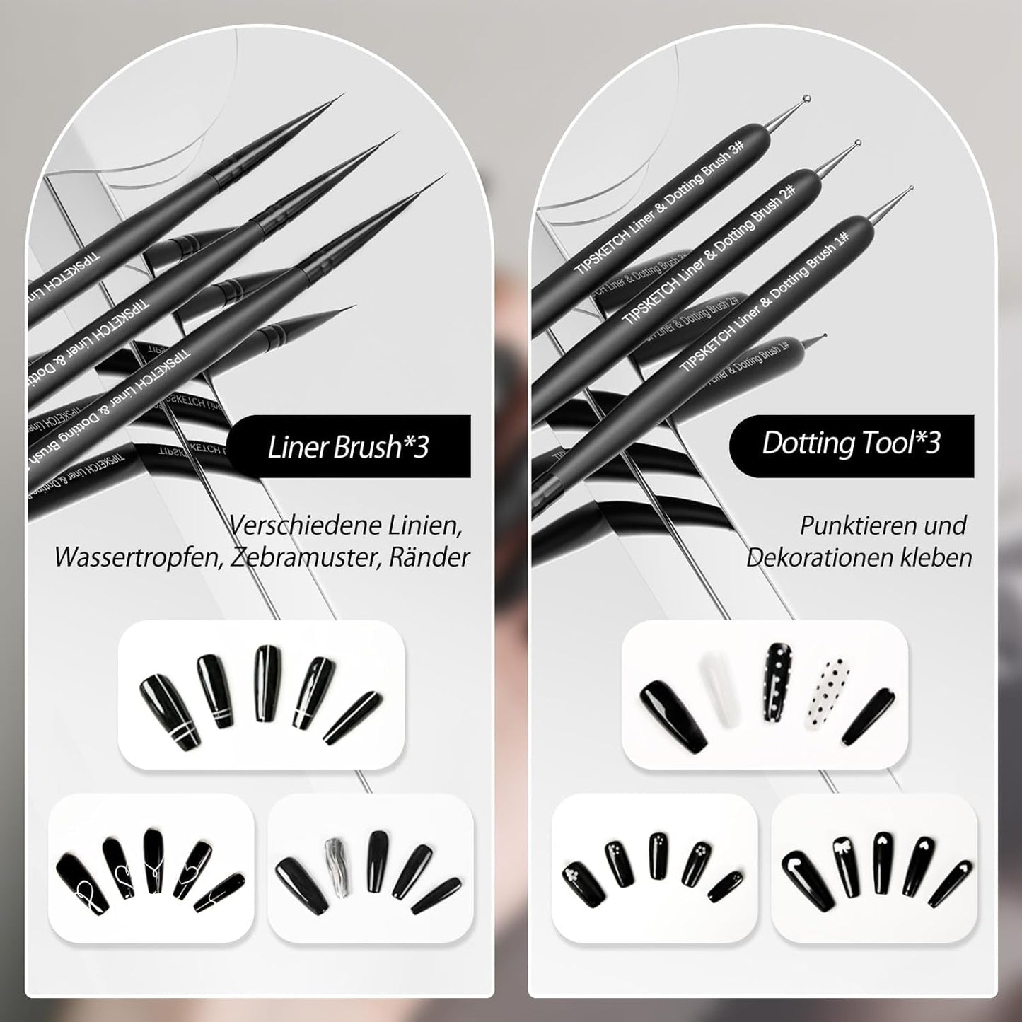 Nagel Pinsel 8 Stück Pinsel para Gel Nägel, Nageldesign Gel Pinsel Dotting Painting Line Pen para Nagelack Gel Acryl Nagel Pinsel Nailart Kit Acryl Pinsel Fineliner Nägel Selber Machen