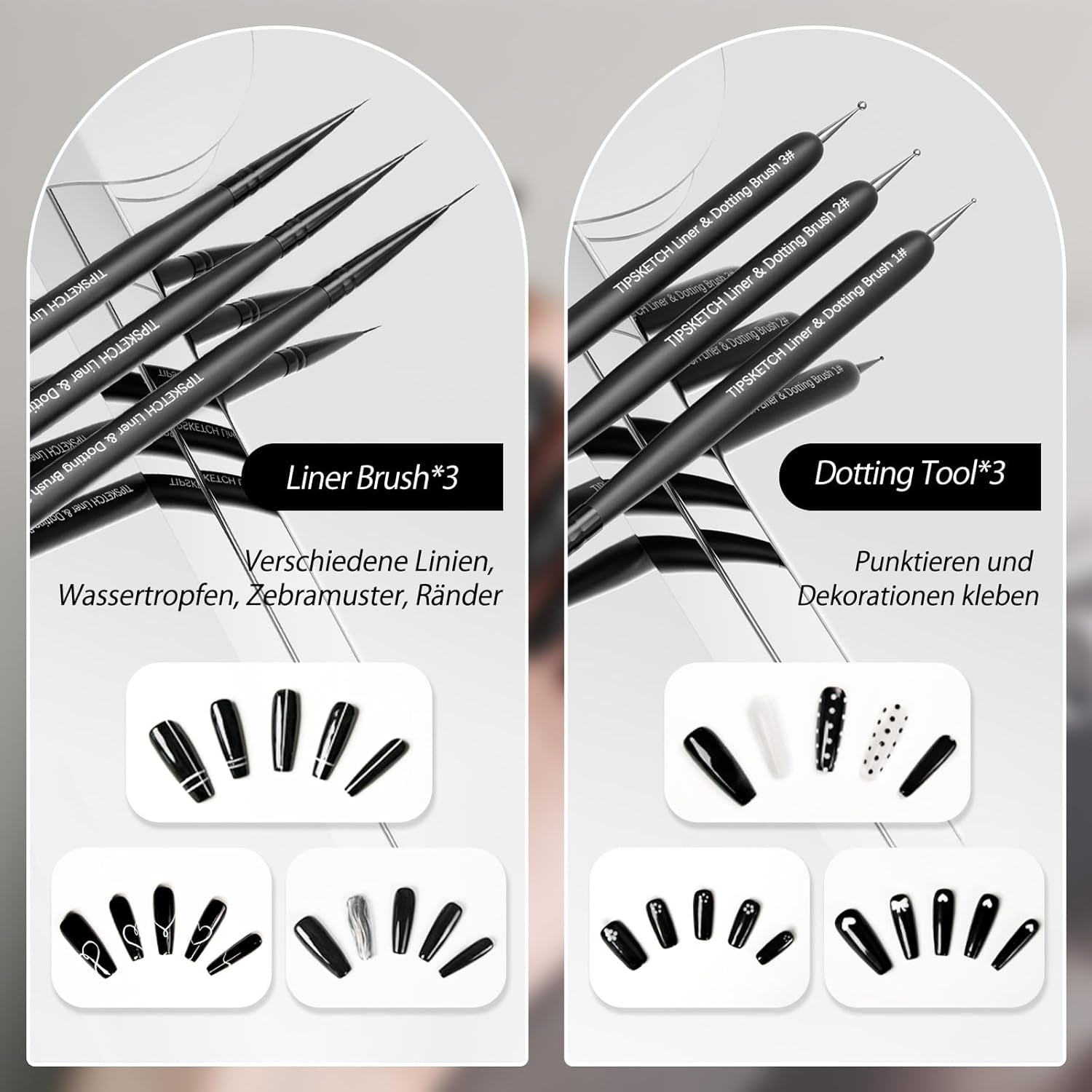 Nagel Pinsel 8 Stück Pinsel para Gel Nägel, Nageldesign Gel Pinsel Dotting Painting Line Pen para Nagelack Gel Acryl Nagel Pinsel Nailart Kit Acryl Pinsel Fineliner Nägel Selber Machen