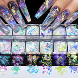 JMEOWIO Nail Glitter 12 Rejillas Sirena Nail Art Decoración Accesorios Diseño de Uñas