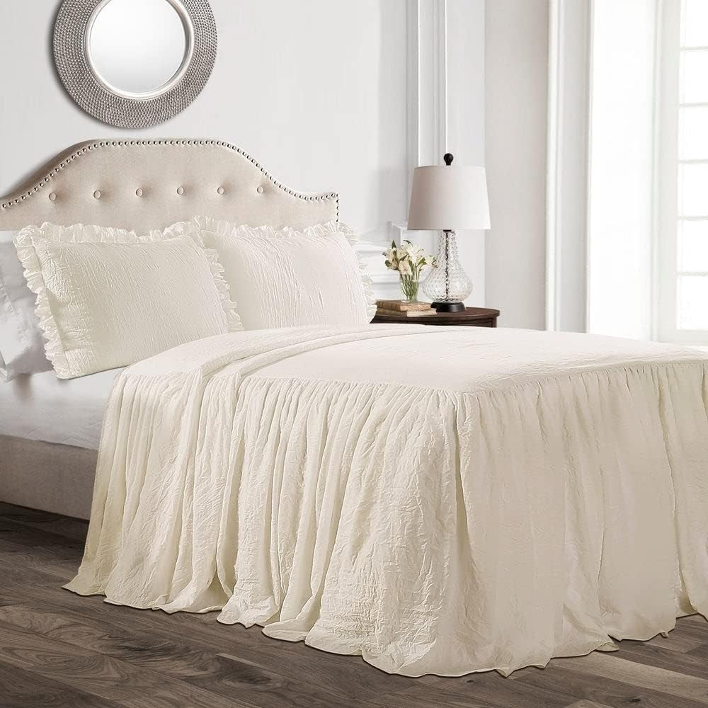 Lush Decor Colcha con faldón de volantes, poliéster, blanco, cama doble Lush Decor Camas y Mantas