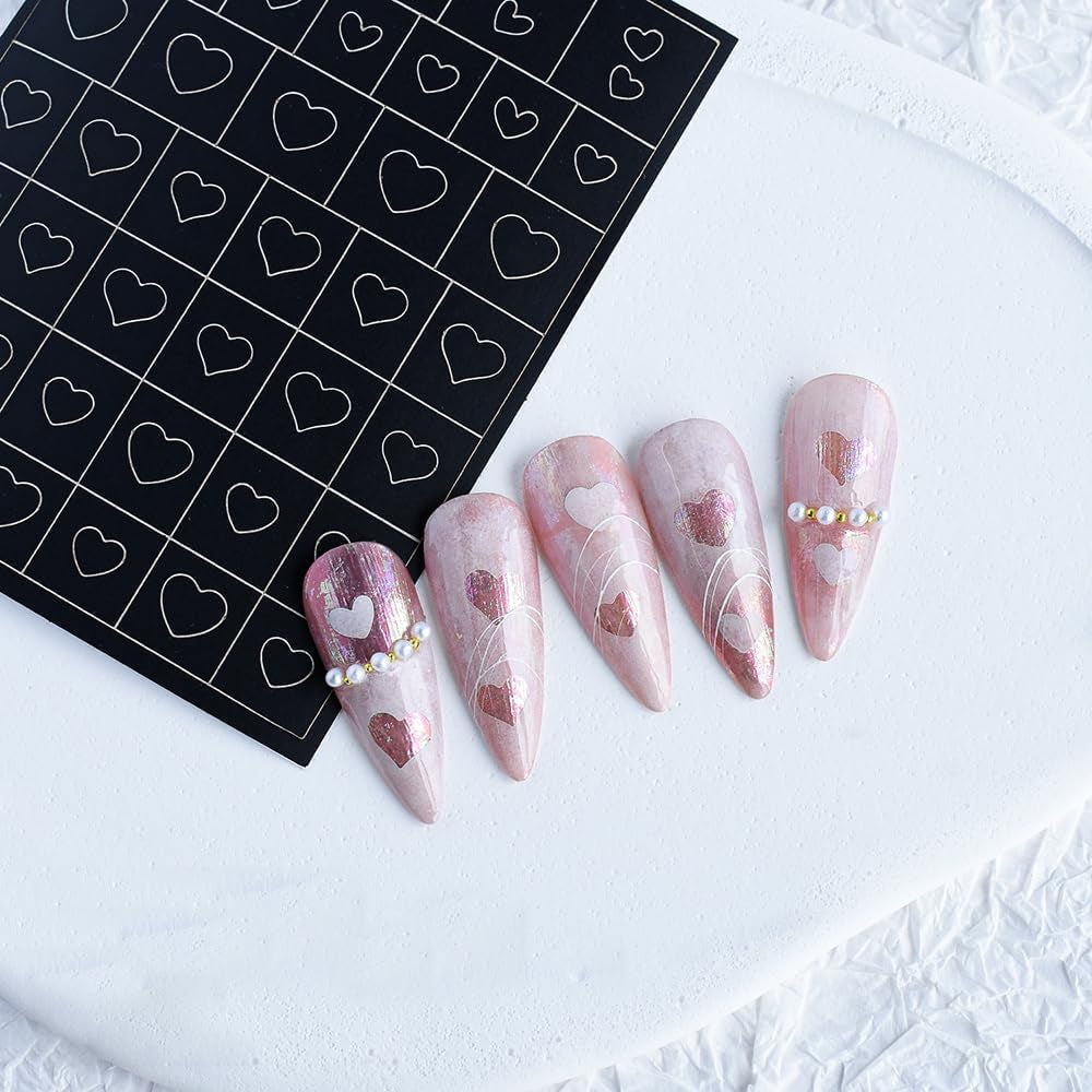 6 hojas de pegatinas de uñas con plantilla de aerógrafo, mariposa, llama, estrellas, corazón, estrellas, pegatinas de uñas, herramienta de plantilla de impresión, pegatinas autoadhesivas para mujeres, pegatinas de diseño de arte de uñas