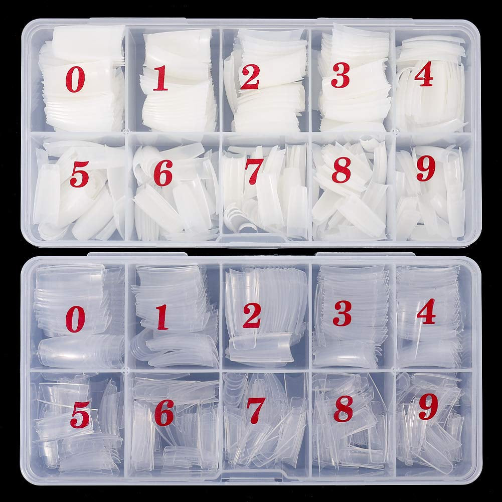 1000 piezas de uñas postizas, 10 tamaños, puntas de uñas naturales, puntas de uñas francesas artificiales, puntas de uñas artificiales, puntas de uñas postizas, caja de puntas artísticas para mujeres y niñas