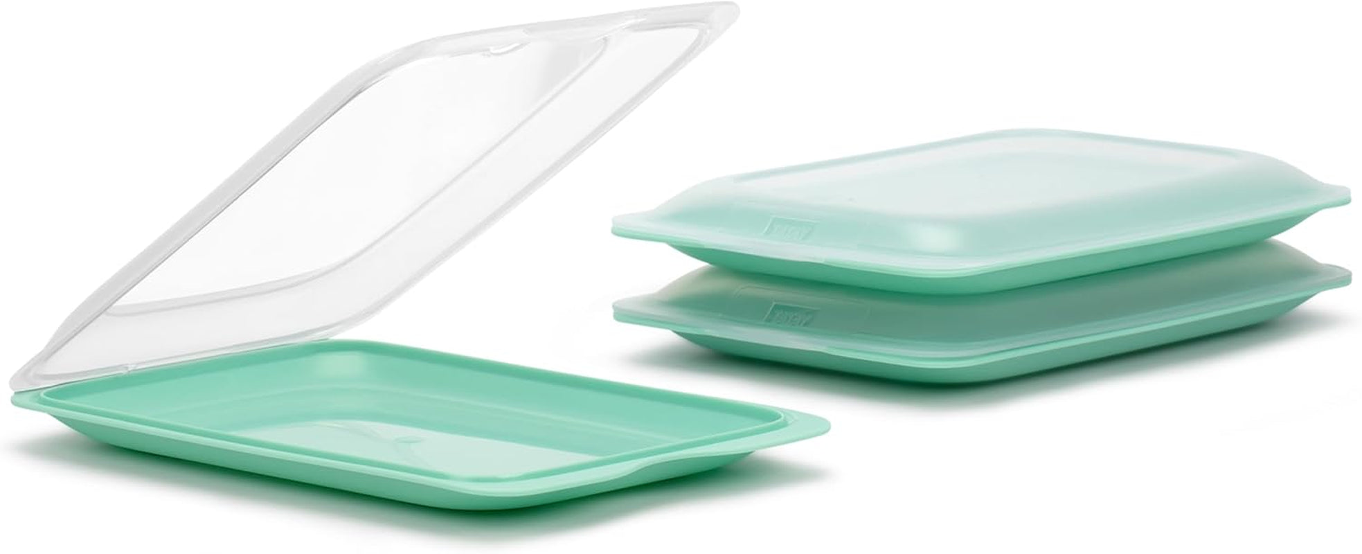 TATAY Fresh Slicer Box Juego de 4, sin BPA, reutilizable, apilable, apto para lavavajillas y MWO, colores aleatorios. Medidas 17 cm x 3,2 cm x 25,2 cm Naty Shop Juego de 3 cajas de almacenamiento de alimentos - Verde menta