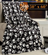Elegant Comfort Manta Ligera con Tema de Halloween, Suave, Acogedora y Felpa, Perfecta para Relajarse en Esta Temporada espeluznante, 127 x 152,4 cm, Calavera y Huesos, Camas y edredones Elegantes y cómodos