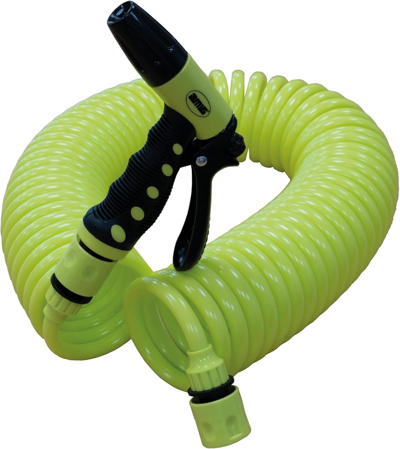 Amig - Turún | Espiral | 15 metros | Incluye 4 accesorios | Con pistola de riego, adaptador para grifo y 2 enchufes rápidos | Goma EVA | Verde pistacho