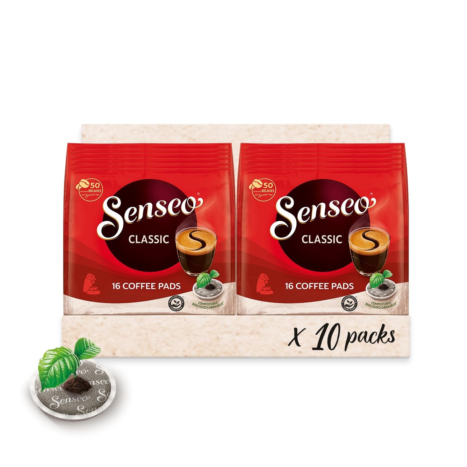 Classic Pads, 10 x 16 Getränke, 160 Kaffee Pods, incluido Pad Dose