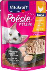 Vitakraft Poésie Délice, Nassfutter Katze, Katzennassfutter en salsa, con pollo, Vorratspackung, ohne Zusatz von Zucker und Getreide (23x 85g)
