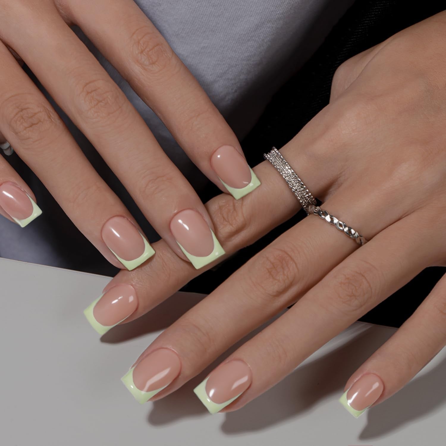 Uñas Postizas De Punta Francesa Corta - 30 Piezas De Uñas Negras Para Pegar En Uñas Cuadradas Cortas, Uñas Postizas De Punta Francesa Con Pegamento, Juego De Uñas Artificiales Cuadradas Para Mujeres