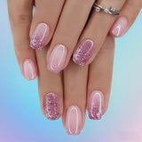 Juego de Uñas Postizas Adhesivas - Uñas Postizas Francesas - 24 Piezas Diseño Cuadrado Corto Blanco Rosa Degradado Uñas Artificiales Manicura Bailarina (Degradado Rosa Corto)