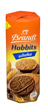 Brandt Hobbits Chocolate Pack 265g - Galletas integrales crujientes de avena y chocolate - Masa crujiente para toda la familia - en un práctico panecillo