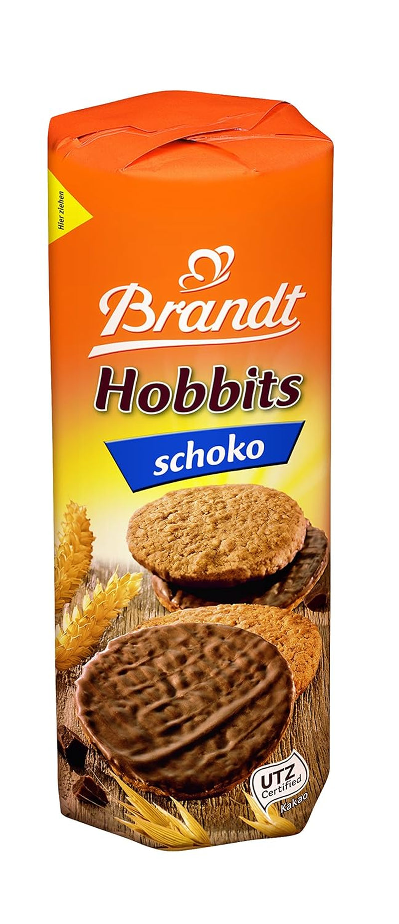 Brandt Hobbits Chocolate Pack 265g - Galletas integrales crujientes de avena y chocolate - Masa crujiente para toda la familia - en un práctico panecillo