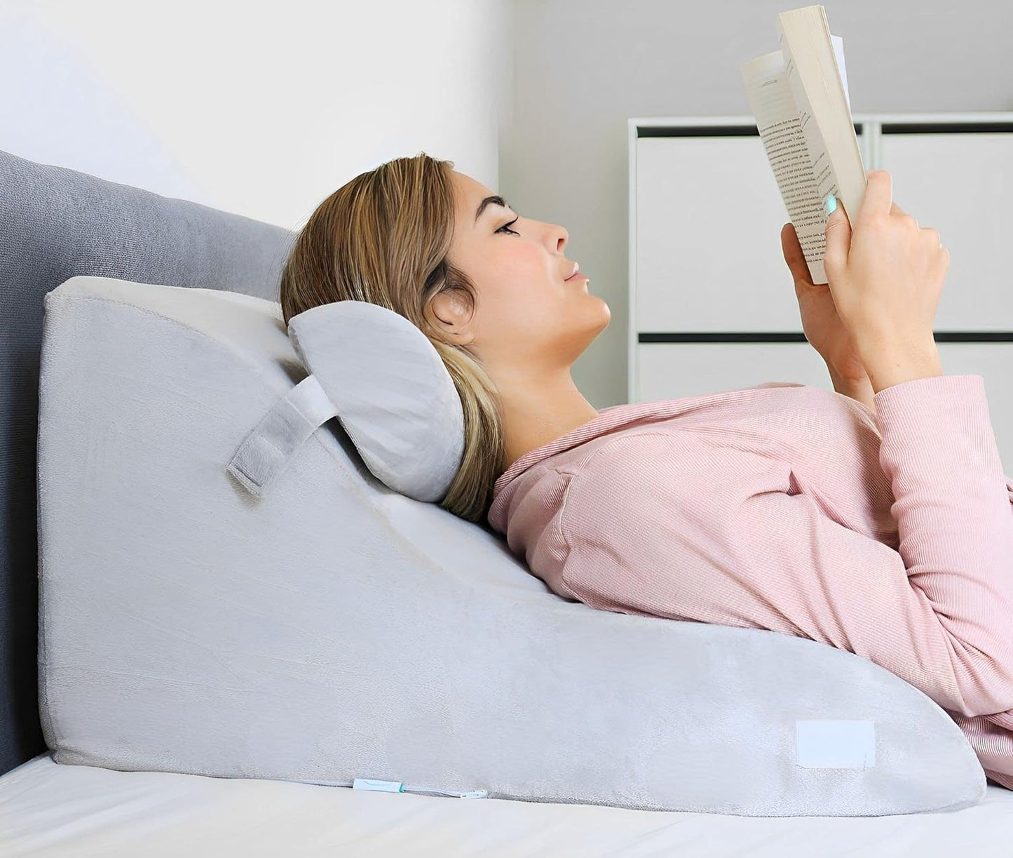 Almohada de lectura de espuma viscoelástica | Almohada de respaldo ergonómica y cuña para cama, sofá y sofá | Almohada ortopédica de apoyo para dolores y tensiones de espalda.