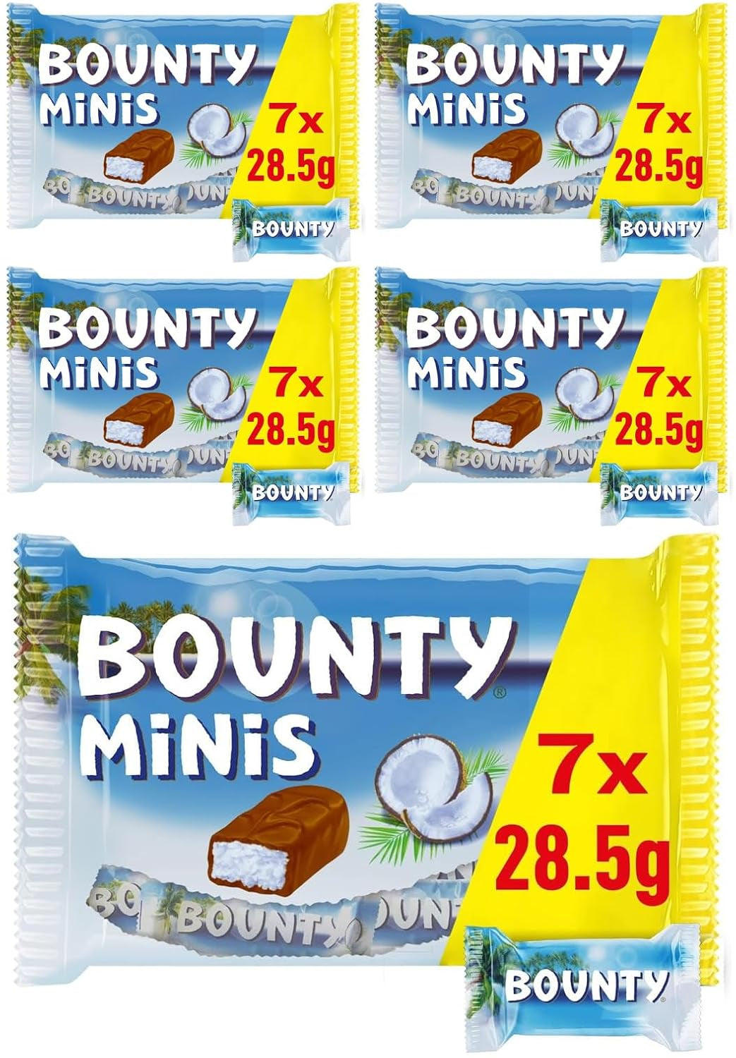 Paquete a granel de chocolate Bounty Minis, minibarras de chocolate finas con coco, 227 g, idea de regalo de chocolate, paquete a granel de chocolate