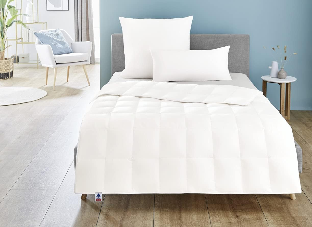 Edredón de plumas Irisette Nora Edredón ligero de verano con funda 100% algodón, relleno 100% plumón clase I, 135 X 200 cm, certificado Oeko-Tex, fabricado según el estándar de calidad alemán Edredones y edredones Naty Shop