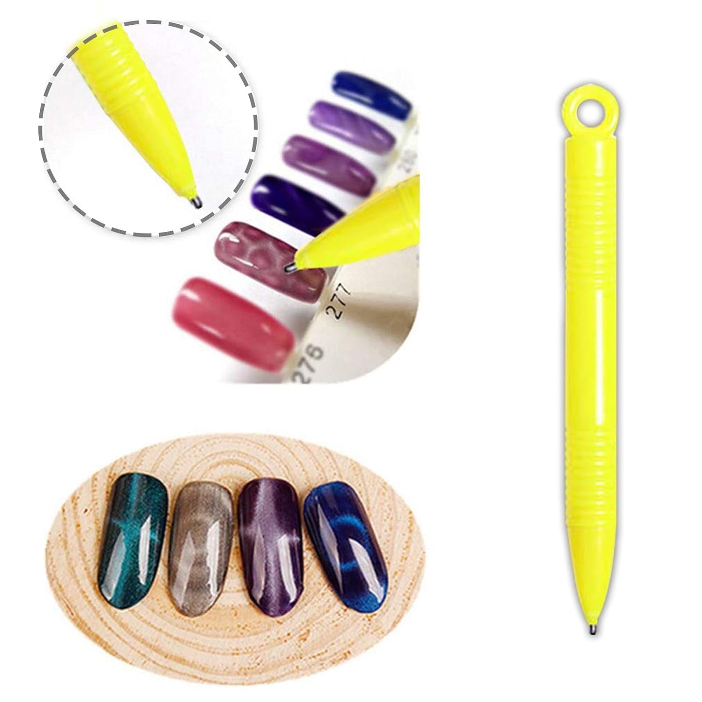 14 piezas Nail Art Werkzeug Magnetstift DIY Magic 3D Magnet Stick Set Verwendung Mit Cat Eye Gel Pulver Oder Nagelack - Magnetic Stift Katze Eye Pen para un efecto mágico ideal para el cabello