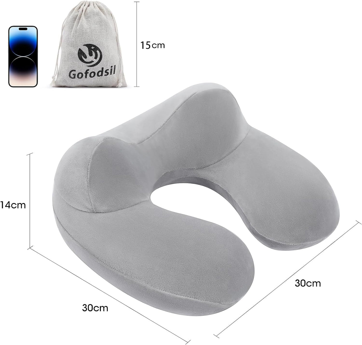 Gofodsil Almohada Inflable para el Cuello para Aviones Camping Trenes y Coches con Tapones para los Oídos Almohada de Viaje Portátil Almohada Inflable para el Cuello de Avión Juego de 2 Almohadas Ortopédicas Cervicales Naty Shop