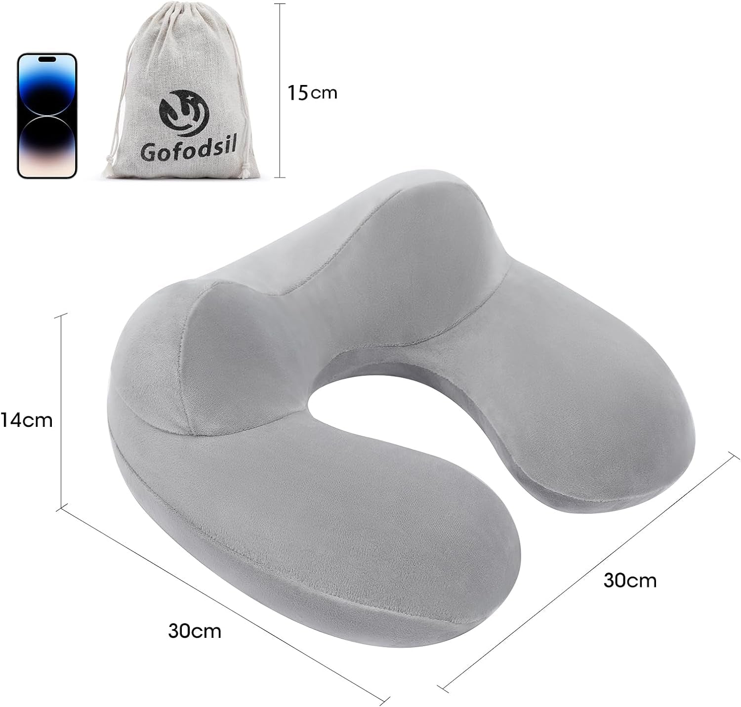 Gofodsil Almohada Inflable para el Cuello para Aviones Camping Trenes y Coches con Tapones para los Oídos Almohada de Viaje Portátil Almohada Inflable para el Cuello de Avión Juego de 2 Almohadas Ortopédicas Cervicales Naty Shop