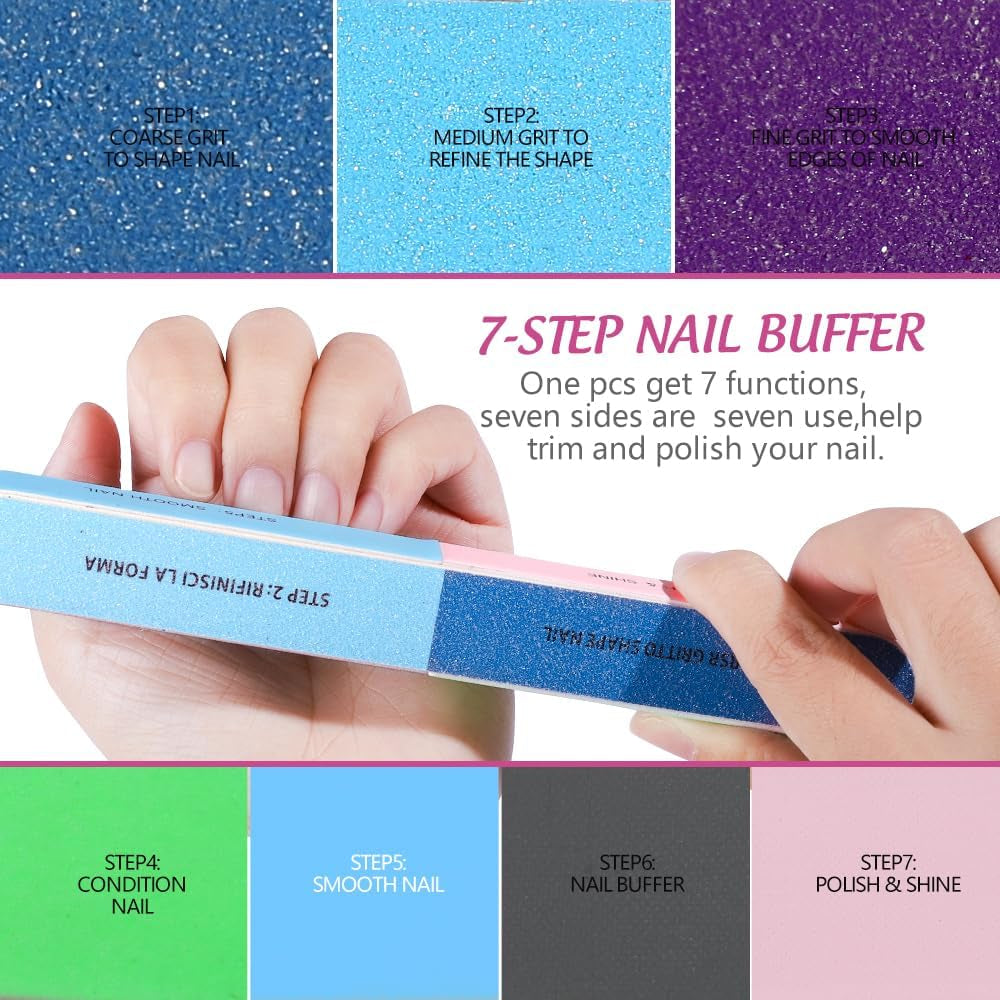 FANDAMEI 20 Stücke Buffer Für Nagel, Nagelfilen Für Gelnägel, Profi Nagelfeile 100/180, Polierfeile Fingernägel, Filen Für Gelnägel, Set de manicura y pedicura