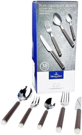 Villeroy And Boch Cubiertos Play Marrón Chocolate, para hasta 6 personas, 30 piezas, acero inoxidable, mango de plástico marrón Cocina Naty Shop