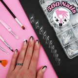TRIXES 500 puntas de uñas de gel para uñas francesas, puntas acrílicas transparentes para manicura DIY, 10 diseños diferentes