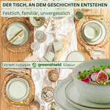 SÄNGER Río Casa de la Moneda | Juego de Vajilla de Gres para 6, 6 Platos, 6 Platos de Postre, 6 Cuencos, Verde Menta | LA COLECCIÓN DE VALOR