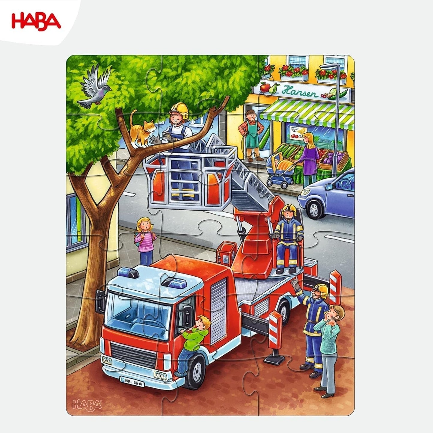 HABA Puzzle de Bomberos - Set de 3 Piezas para niños a partir de 3 años Puzzle de Cartón de Policía y Ambulancia - Promueve la motricidad fina y la concentración - 1302759001 Puzzle Naty Shop