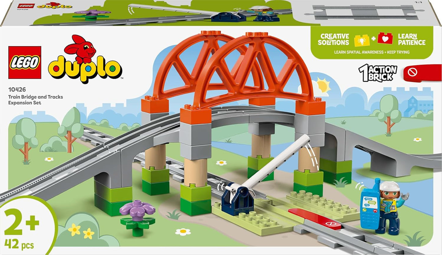 LEGO DUPLO Puente y vías del ferrocarril de la ciudad - Set de ampliación, regalo para niños a partir de 2 años, set de construcción y reconstrucción, set de desarrollo preescolar, juguete educativo 10426 Juegos de construcción Besuche den LEGO-Store