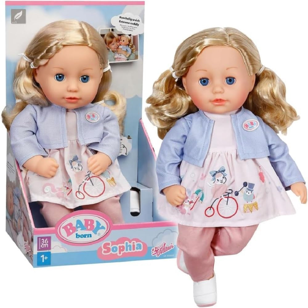 BABY born Sophia Rose - Muñeca blandita de 36 cm - Muñeca con pelo rubio de alta calidad y ojos soñolientos - Apto para niños a partir de 1 año