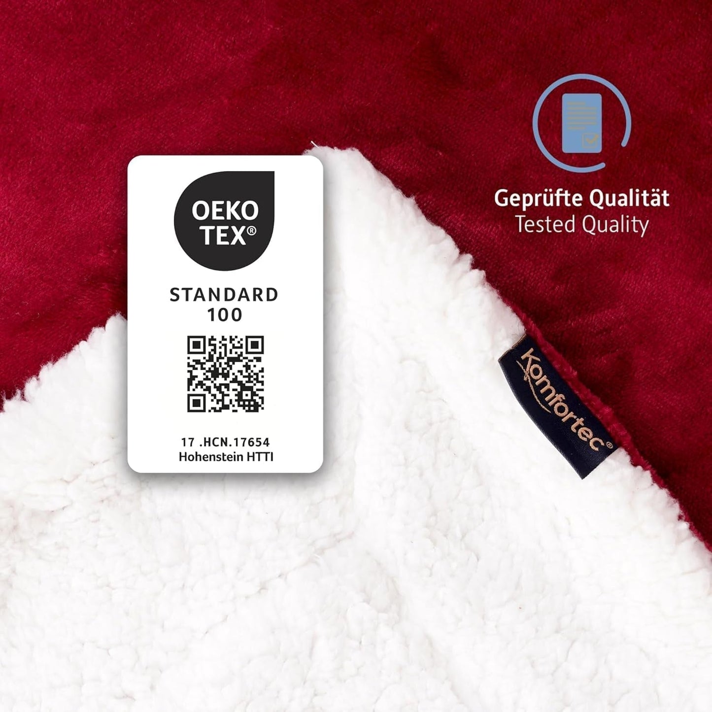 Komfortec acogedora manta 150X200 Cm, manta polar mullida con certificado Oeko-Tex, cálida manta sherpa para el sofá, manta gruesa para el sofá, color burdeos Camas y mantas Besuche den Komfortec-Store