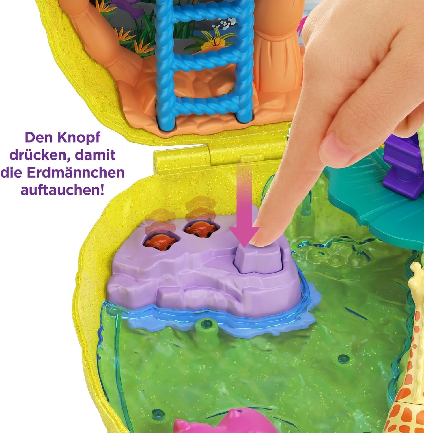 Polly Pocket GKJ64 - Compacto portátil de bolsillo con forma de piña con 8 funciones divertidas, muñecas Polly y Lila, 2 accesorios y hoja de pegatinas; juguete para niños de 4 años en adelante