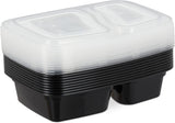 Relaxdays Cajas para Preparar Comidas, Set de 10, 2 Compartimentos, Resistentes al Microondas, 800ml, Cajas para Alimentos de Plástico con Tapa, Cajas para Conservar Alimentos Negras Naty Shop