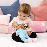 Bayer Design 92802AU My First Baby 28cm, Muñeco Bebé, Muñeco de Cuerpo Blando con Ojos Durmientes, Muy Manejable, Lindo Conjunto, Azul con Corazón