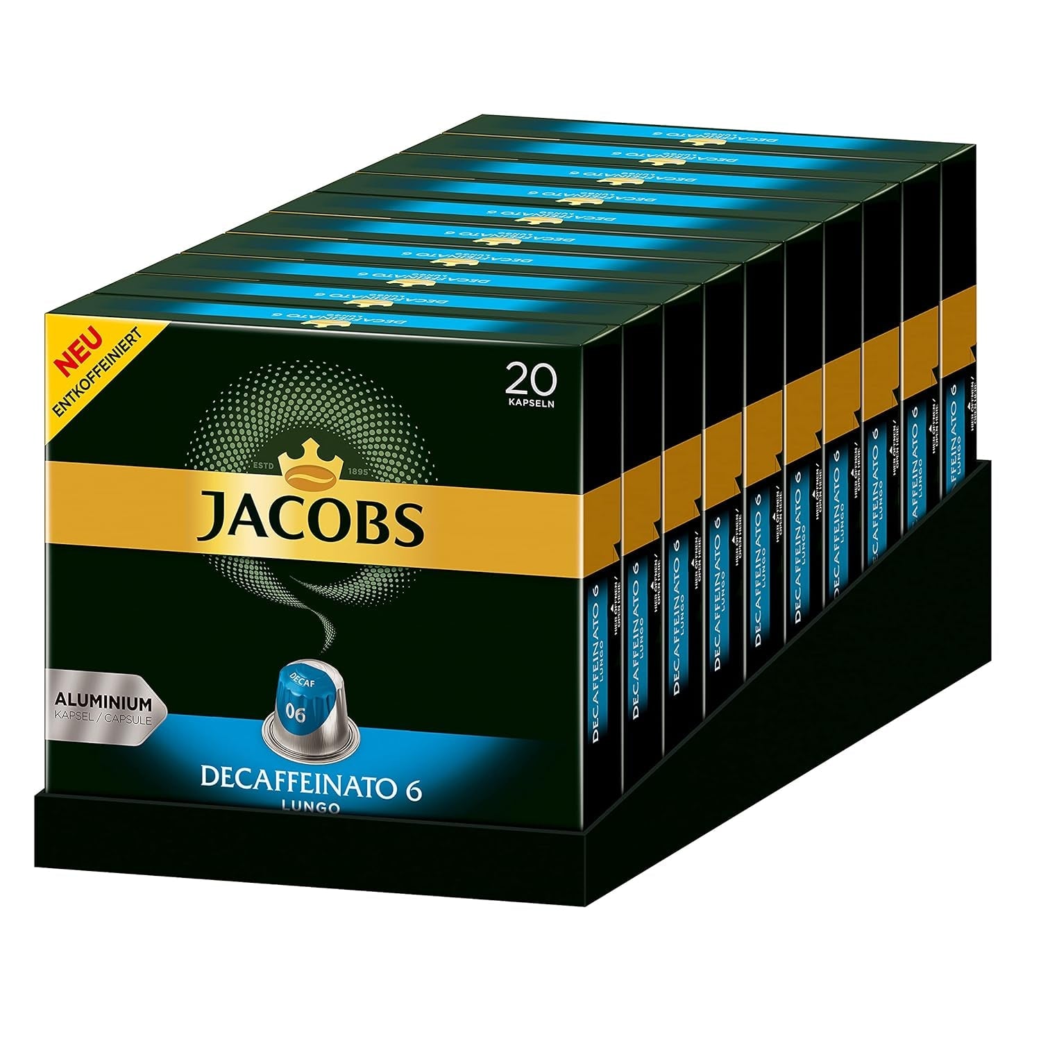 Kaffeekapseln Espresso Intenso, Intensität 10 von 12, 10 x 20 Getränke & Kaffeekapseln Lungo Decaffeinato- Intensität 6- 200 Nespresso compatible Kapseln, 10er Pack, 10 x 20 Getränke