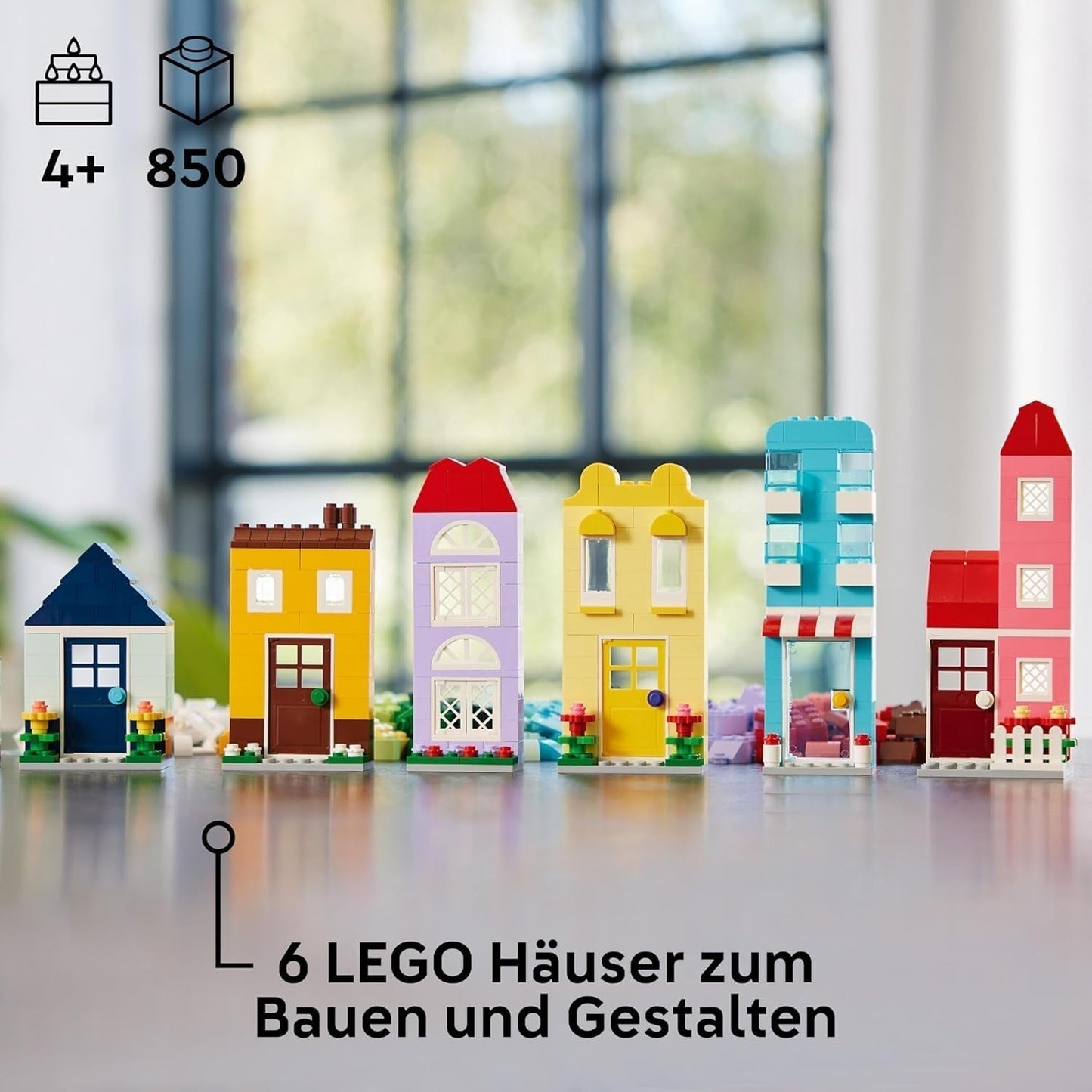 LEGO Classic Casas Creativas, Juego de Ladrillos de Construcción para Niños, Juguete de Construcción de 850 Ladrillos, Juguete de Construcción de Casas con Accesorios, Regalo para Niños y Niñas de 4 Años 11035 Juegos de Construcción Beuche den LEGO-Store
