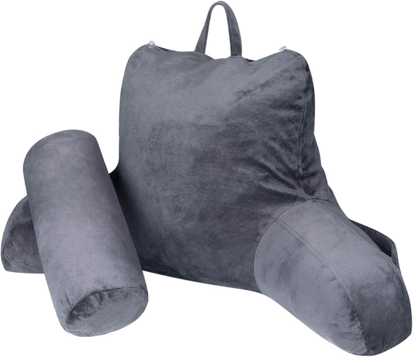 INFANZIA almohada de lectura ergonómica con reposabrazos, respaldo viscoelástico, gris, M