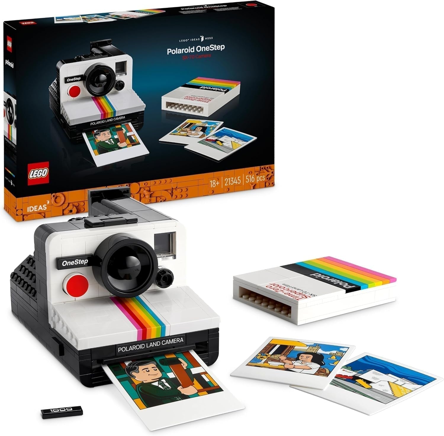 LEGO Ideas Juego de cámara Polaroid Onestep SX-70 para adultos, coleccionable con detalles auténticos, actividad creativa, regalos de fotografía para mujeres, hombres, él, ella y adolescentes 21345 Juegos de construcción Besuche den LEGO-Store Single