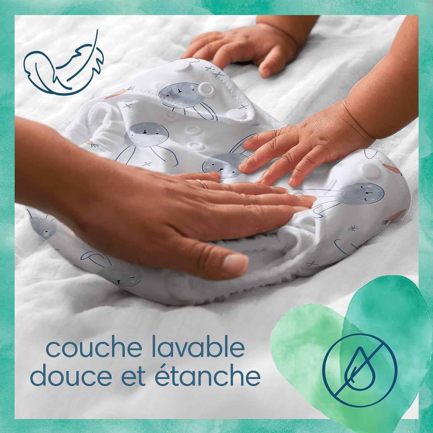 Pampers - Paquete básico Harmony Hybrid, 3 pañales lavables + 25 capas superiores desechables - 1 paquete