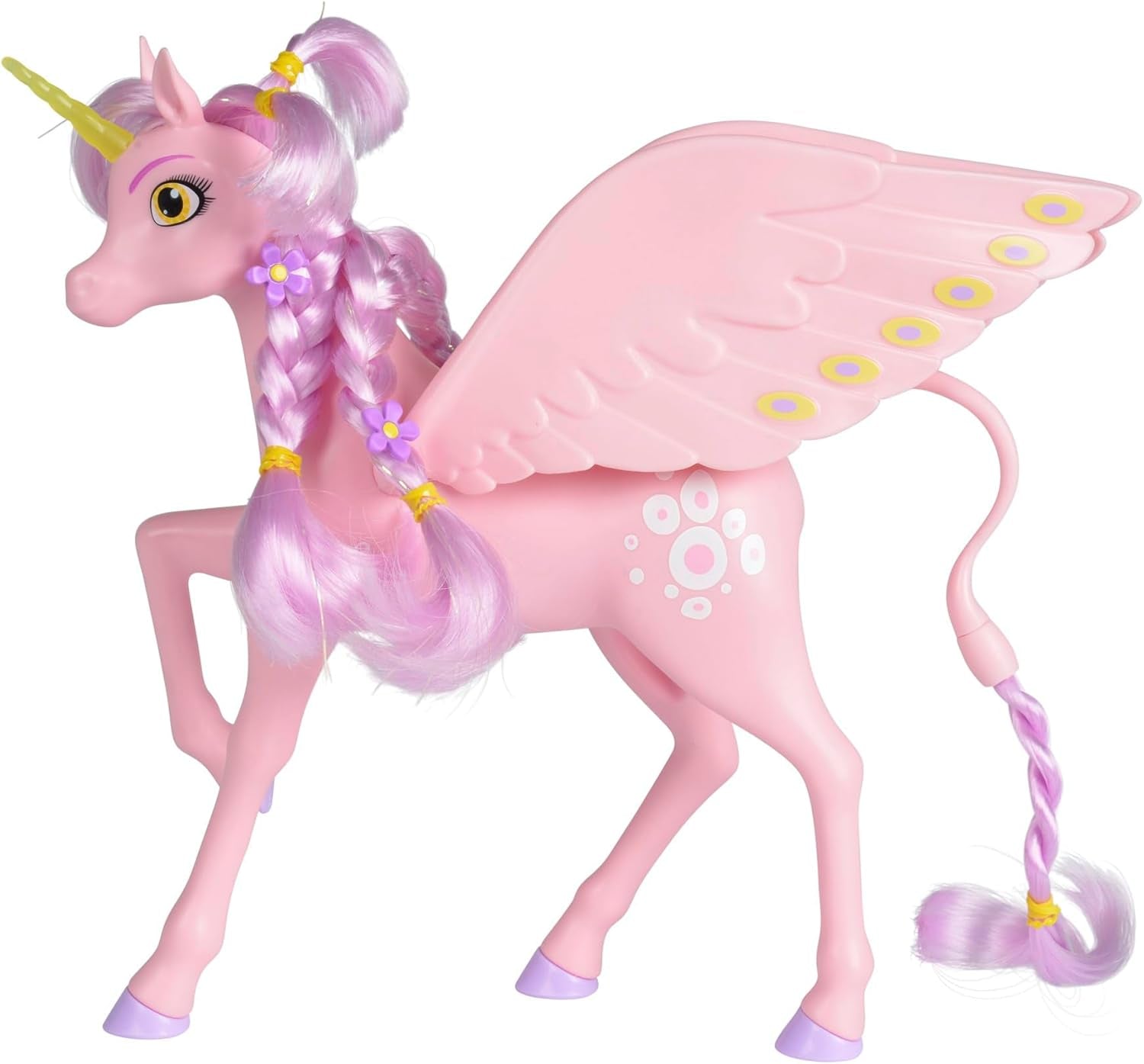 Simba 109480092 - Mia and Me Unicornio Kyara, con alas móviles, pinzas para el pelo y cepillo para peinar, 20 cm, a partir de 3 años, rosa Naty Shop Muñecas