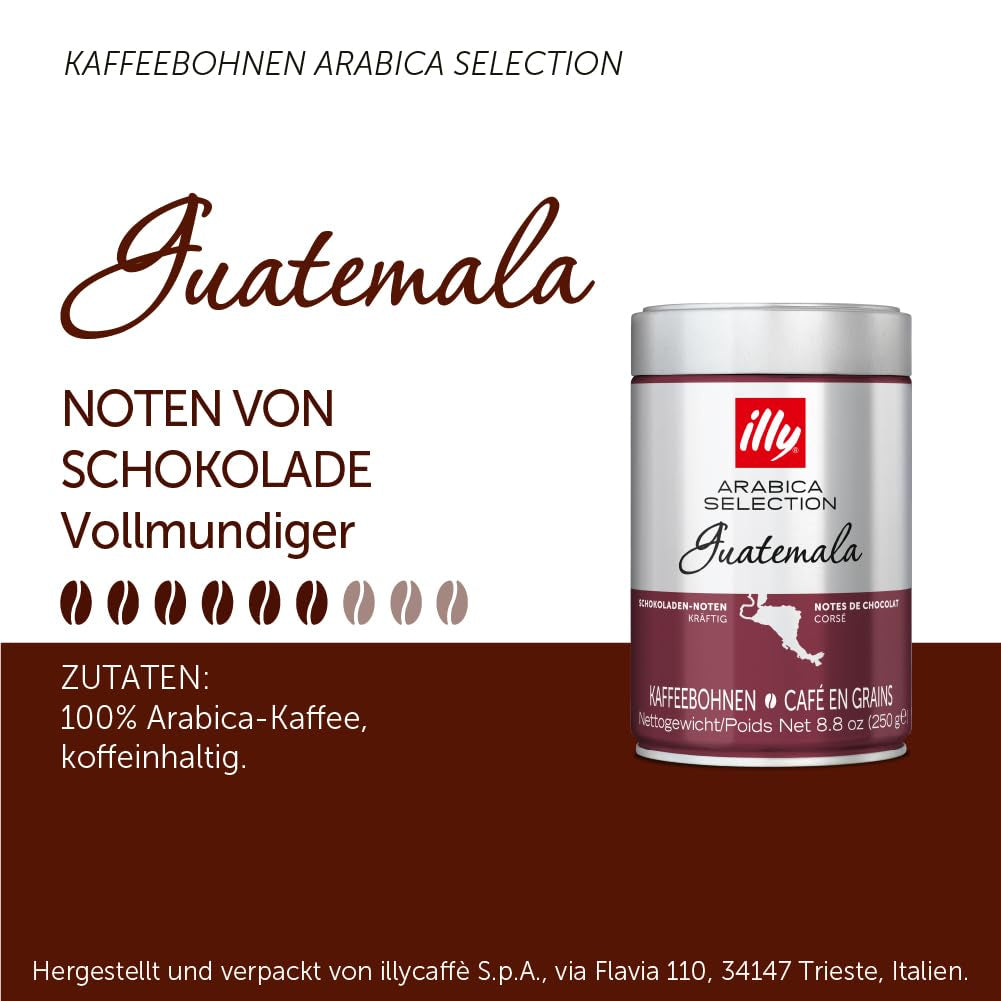 Café en grano Illy Arábica Selección Guatemala para moler, caja 250g
