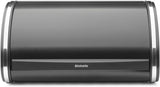Brabantia Caja de pan para panecillos - Caja de almacenamiento compacta para encimera para pan, bagels y panecillos con tapa plana, acero resistente - tamaño mediano - negro mate Cajas para almacenamiento de alimentos Naty Shop Acero brillante Ys/M