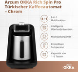 MÁQUINA DE CAFÉ TURCA Arzum OKKA RICH SPIN PRO (cromada)