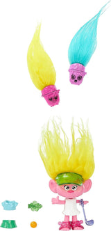 Mattel DREAMWORKS TROLLS United We Stand - Muñeca Viva Hairy Surprises con pelo de felpa amarillo brillante y 3 accesorios sorpresa, para niños de 3 años en adelante, HNF11