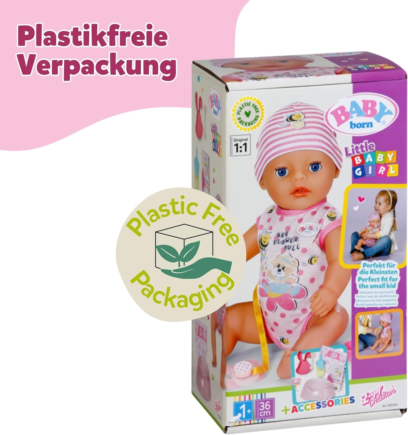 BABY Born Lena (Niña) - muñeca bebé 36 cm - 7 funciones, incluidos accesorios y colchón - Funciona completamente sin pilas - Apto para niños pequeños a partir de 1 año