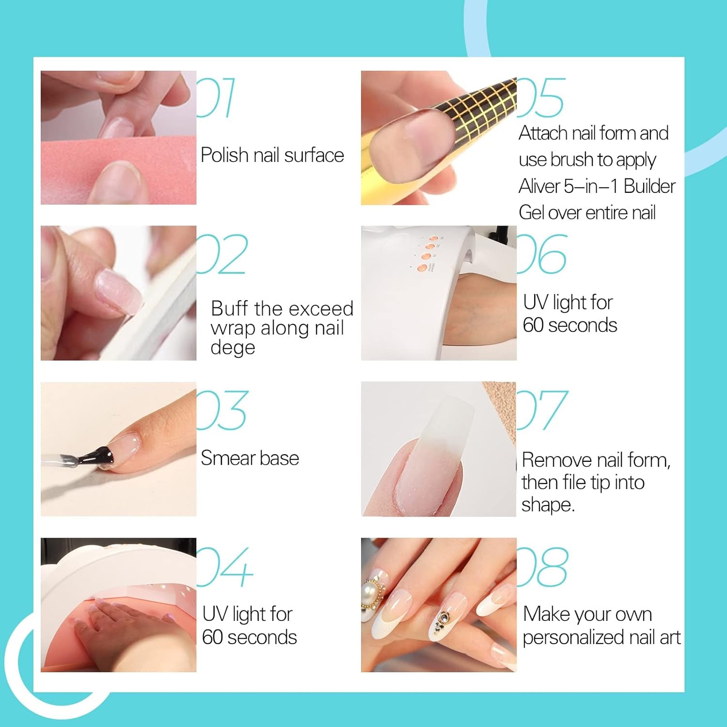 Builder 5 en 1 Builder Gel 15ml, Nail Builder Gel, Nail Builder Gel, UV/LED Extensión de uñas Esmalte de uñas, Extensiones, Nail Art, Pegatinas, Gel Nail Builder Gel (Blanco)