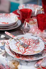 Servicio de mesa Excelsa Coral, 18 piezas, porcelana, rojo