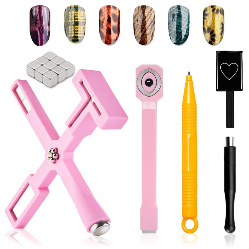 14 piezas Nail Art Werkzeug Magnetstift DIY Magic 3D Magnet Stick Set Verwendung Mit Cat Eye Gel Pulver Oder Nagelack - Magnetic Stift Katze Eye Pen para un efecto mágico ideal para el cabello